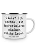 Mr. & Mrs. Panda Emaille Tasse Spruch Lebensziele Improvisation ... in Weiß