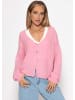 SASSYCLASSY Cardigan mit V-Ausschnitt und Knopfleiste in Rosa