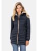 Camel Active Lange Steppjacke mit abnehmbarer Kapuze in Navy