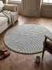 KADIMA DESIGN Hochflorteppich 3D Bögen Boho Waschbar Wohnzimmer in Silber