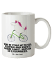 Mr. & Mrs. Panda Riesenkaffeetasse Einhorn Radfahrer mit Spruch in Weiß