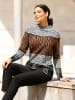 Sieh an! Jacquard-Pullover in schwarz-cognac-gemustert