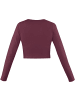 Janice 3 x Damen crop Langarmshirt hochgeschlossen Noia in Petrol/Weiß/Burgund