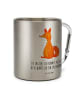 Mr. & Mrs. Panda Karabiner Becher Einhorn Fuchs mit Spruch in Silber