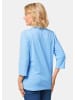 GOLDNER Kurzgröße:  Baumwollshirt mit Glanzakzenten in himmelblau