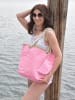 styleBREAKER Strandtasche in Neonpink-Weiß