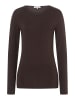 More & More klassisches Basic-Langarmshirt in espresso brown