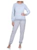 NORMANN Frottee Schlafanzug langarm Pyjama Bündchen - 82747 in hellblau