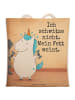 Mr. & Mrs. Panda Tasche Einhorn Fitness Design mit Spruch in Weiß