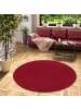 Snapstyle Luxus Hochflor Shaggy Teppich Velvet Rund in Weinrot