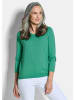GOLDNER Kurzgröße:  Baumwollpullover mit V-Ausschnitt in grün