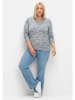 sheego Pullover in mittelblau meliert