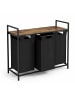 relaxdays Wäschekorb in Braun/ Schwarz - (B)92,5 x (H)73 x (T)33 cm