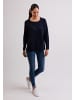 CASH-MERE.CH Rundhals Pullover mit Seitenschlitzen in Marine Blau