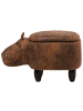 Beliani Tierhocker HIPPO in Braun/Schwarz - (W) 32 x (H) 35 x (L) 60 cm