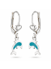 schmuck23 Silber Ohrringe 925 Türkis Delfin 0,7 cm x 0,8 cm