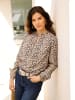 Sieh an! Langarm-Bluse in beige-schwarz-bedruckt