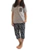 NORMANN Capri Pyjama kurzarm Oberteil gestreift - 44585 in creme