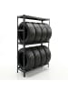 relaxdays Reifenregal in Schwarz - (B)110 x (H)180 x (T)40 cm
