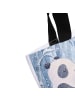 Mr. & Mrs. Panda Tote Bag Panda Winter Pommes Design mit Spruch in Weiß