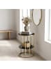 relaxdays Beistelltisch in Schwarz/ Gold - (H)57 x ø 40 cm