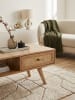 KADIMA DESIGN Couchtisch 90x40x45 cm Mango Massivholz / Rattan Wohnzimmertisch