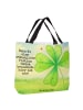 Mr. & Mrs. Panda Shopper Blume Kleeblatt Design mit Spruch in Weiß