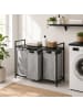 relaxdays Wäschekorb in Schwarz/ Grau - (B)92,5 x (H)73 x (T)33 cm