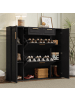 ABRIHOME Schuhschrank in Schwarz 120x24x107 cm mit 2 Schubladen 2 Türen Klappfach