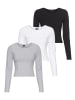 Laura Scott Langarmshirt in weiss,mid grey mel., schwarz