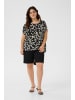 KAFFE curve Kurzarm-Bluse KCami Loose fit in Black/Chalk/Red Petit Fleur