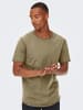 Only&Sons Langes Rundhals T-Shirt Einfarbiges Kurzarm Basic Shirt ONSBENNE in Beige