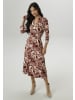 Aniston SELECTED Jerseykleid in beige-bordeaux-rot