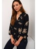 Kaffe Kurzarm-Bluse KAclaire Regular fit in Black/Brown Flower Print