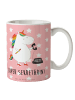 Mr. & Mrs. Panda Becher Einhorn Sekretärin mit Spruch in Rot Pastell