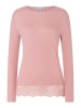 More & More schmales Rippshirt, Spitzensaum in mellow rose