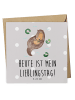 Mr. & Mrs. Panda Einladungskarte Otter Seerose mit Spruch in Grau Pastell