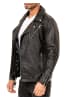 Reichstadt Herren Slim Fit Echtlederjacke Silver Zipper in Black
