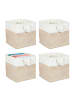 relaxdays 4 x Aufbewahrungskorb in Beige/ Weiß - (B)30 x (H)30 x (T)30 cm