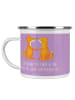 Mr. & Mrs. Panda Camping Emaille Tasse Hochzeit Liebe mit Spruch in Lavendeltraum