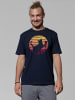 wat? Apparel T-Shirt Sunset Katze & Rotwein in Dunkelblau