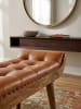 KADIMA DESIGN Sitzbank Echtleder / Massivholz Bank 125x50x38 cm Chesterfield,