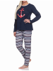 NORMANN langarm Schlafanzug Pyjama Oberteil Anker - 77340 in marine