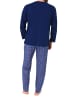 NORMANN Schlafanzug langarm mit karierter Jersey Hose in marine