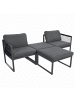 ABRIHOME Garten Lounge Set in Grau 4-tlg mit 2 Sofas und 2 Hockern verstellbar