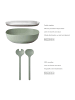 Mepal Servierschale mit Deckel & Salatbesteck Silueta 4000 ml in Nordic Sage