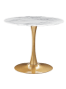 Beliani Esszimmertisch BOCA in Weiß/Gold - (W) 90 x (H) 74 x (L) 90 cm