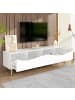 ABRIHOME TV-Schrank mit LED, Glasfront und Stauraum in Weiß, 180 x 40 x 50 cm