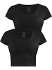 Janice 2 x Damen crop T-Shirt Nantes in Schwarz