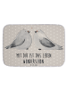 Mr. & Mrs. Panda Badteppich Turteltauben Liebe mit Spruch in Grau Pastell